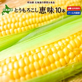 【予約商品】【8月中旬-下旬お届け予定】とうもろこし 送料無料 恵味 L-LLサイズ 10本 朝採り 北海道産 生で食べれる！ 冷蔵便 スイートコーン トウモロコシ とうきび 生食OK！■とうもろこし●