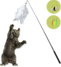 【送料無料】猫じゃらし 猫おもちゃ ねこおもちゃ ネコ用おもちゃ 猫 ねこ 遊ぶ 猫用品 釣り竿 伸びる セット 羽根 伸びる しなやか 運動不足解消 ペット用品