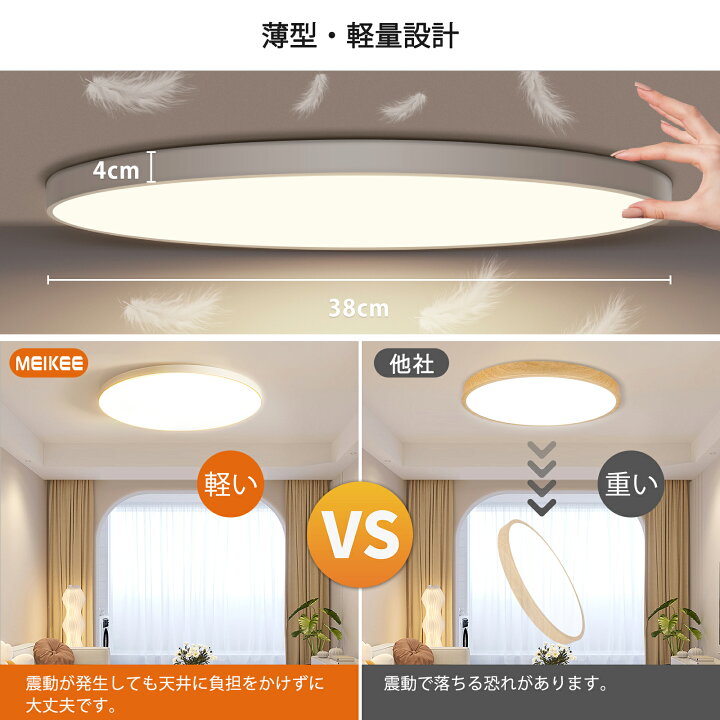 楽天市場】【省エネ】MEIKEE LED シーリングライト 6畳〜8畳 天井照明 