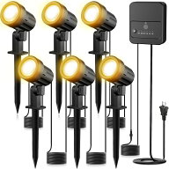LEDガーデンライト スポットライト 電球色 2700K ACコンセント式 6灯式 ワンプラグ 自動点灯・消灯 タイ…