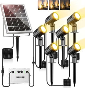 MEIKEE �K�[�f�����C�g �\�[���[ 6�� LED �\�[���[���C�g ���O �X�|�b�g���C�g ������� �d���F 1200LM IP66�h�� 12���ԘA���_�� �\�[���[�[�d �냉�C�g �h�ƏƖ� ��/�Ő�/���ց@�h�� �d�r��