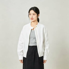 ヘンプ素材 カジュアル ベーシック カジュアル立体裁断ジャケット レディース 春秋冬アウター ネイビー 紺 ホワイト カジュアル ショート丈 30 代 40 代 50 代に人気