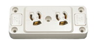 【公式】明工社 ME8631 抜け止め接地ダブルコンセント（仮設用） 定格15A.125V. 設備工事用配線器具