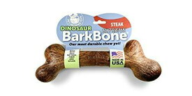 海外発送 Pet Qwerks Dino Wood Large Barkbone 木の皮の骨 犬用おもち Steak/Bacon/Peanut Butter 11キログラムまでの犬用 約16.5センチメートル