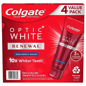 Colgate 大容量 最新版 リニューアル ハイインパクト ホワイト 歯磨き粉 Optic White Renewal High Impact White 116g 3パック/4パックColgate