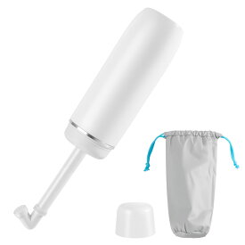 Umimile手動式 携帯おしり洗浄器 400ml大容量 & 14穴ノズル 充電不要・水圧調整自在・防漏設計・防水収納袋付き