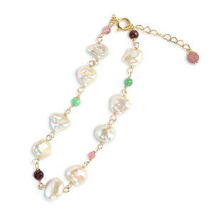 【パール x カラーストーン ミックス ブレスレット】(SS)