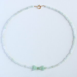 MeiNuオリジナル【氷翡翠を可愛らしいデザインで!銀子リボンモチーフネックレス】jd_mm1069