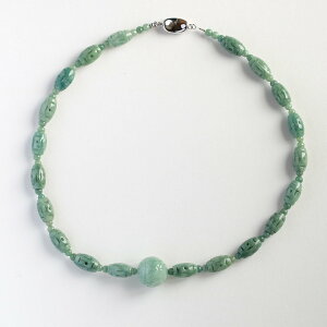 オンライン限定!若草色が可愛い【アジアンテイストが可愛い!翡翠彫りネックレス】A貨翡翠jd_ne1100