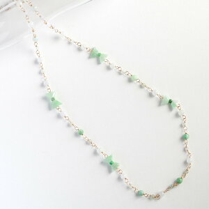 銀子彫りパーツをメイニュウらしく!【氷翡翠を可愛らしいデザインで!銀子リボンモチーフ眼鏡留めネックレス】A貨翡翠 jd_ne1148