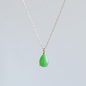 定番ドロップ翡翠 スライドチェーンで長さ調節可能【K10YG 翡翠ドロップネックレス】A貨翡翠 jd_ne1150
