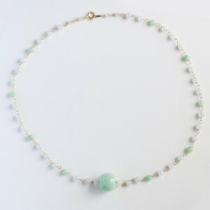 ナツメペンダントと翡翠眼鏡留めネックレスがアレンジ自在!【トップ取り外し可能 翡翠ナツメペンダントネックレス】A貨翡翠 jd_ne1147