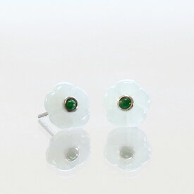 翡翠お花ピアス【K10WG flower earrings】A貨翡翠 jd_mm1184