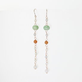 お花の形をモチーフにしたロングピアス I point malti flower A貨翡翠 jd_mm1185