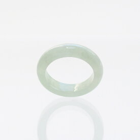 【13号】ホワイト～グリーン系 翡翠くり抜き甲丸リング jd_rg2153