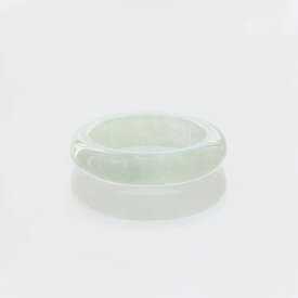 【16号】ホワイト～グリーン系 翡翠くり抜き甲丸リング jd_rg2161