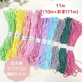 マスクゴム ストライプ 抗菌　防臭効果 銀イオン 豊富な カラー 約3mm×11m