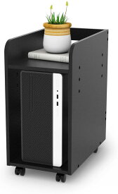 【マラソン期間10倍P付】CPUワゴン パソコンワゴン PCワゴン キャスター付き デスクサイド収納 デスク下ワゴン 棚板高さ3段調節可能 ラック付き 排熱を妨げない 丸角加工 メラミン加工 一年保証 組立简単 60x50x30cm ブラック