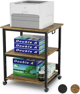 【マラソン期間限定20倍P付】サイドワゴン プリンター台 キャスター付き 机下 高さ70 3段棚 棚板高さ調節可能 幅60cm DEWEL コピー機 プリンタ ラック オフィス収納 総耐荷重90kg 木製 事務用品