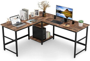 【500円OFFクーポン券付き】 超ワイドL字デスク パソコンデスク 幅170+150cm 奥行60cm オフィスデスク PCデスク ゲーミング 超ワイド天板 可動収納棚付き ワークデスク コーナーデスク テレワー