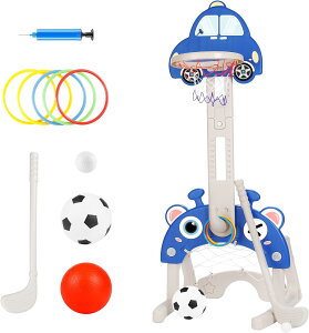 【マラソン期間限定20倍P付】バスケットゴール 室内 子供用 4in1 Cyfie バスケットボール サッカー ゴルフ輪投げ バスケゴール 高調節可 ミニバスケットゴール 室内遊び 知覚トレーニング