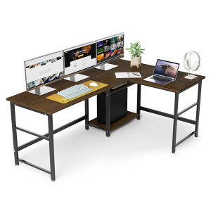 【送料無料・700円OFFクーポン券付き】 パソコンデスク L字型 L字デスク コーナーデスク DEWEL 幅180+120cm 奥行60 2人用 2段収納棚付き 左右交換設置可 高さ72 高さ調整可能 シンプルデスク 勉強机