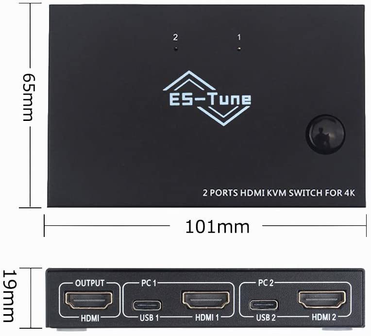 ES-Tune KVM切替器 8入力1出力 HDMIモニター 4K30HZ パソコン切替器 USB切替器 CPU切替器 セレクター 給電不要  ウトレットストア スマホ、タブレット、パソコン