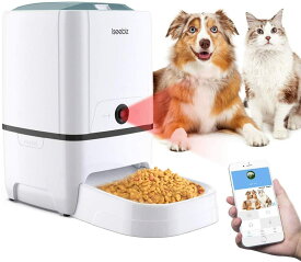 【500円OFF券付き】 自動給餌器 猫 犬用 Iseebiz スマホで遠隔操作 カメラ付き 猫給餌機 5L容量 1日6食まで タイマー式 アプリ対応 録音可 Wi-Fi 防湿 ビデオカメラ 自動&手動給餌 留守も安心オートペットフィーダー