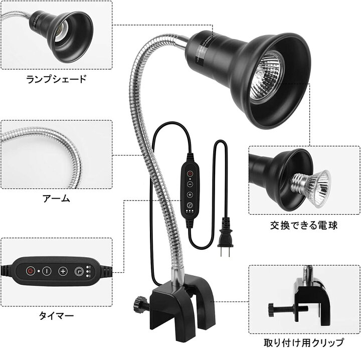 楽天市場】爬虫類 ライト タイマー付き 25w 爬虫類 ヒーター ISEEBIZ 