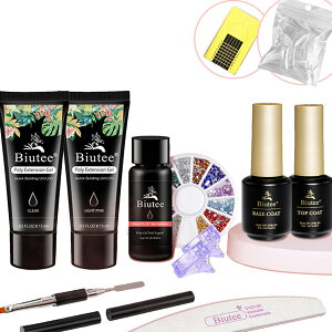 【100円OFFクーポン券付き】長さだしジェルネイル 10点セット Biutee UV/LED対応 長さだしチップ 簡単に長さだし 爪指延長接着剤 Poly Gel