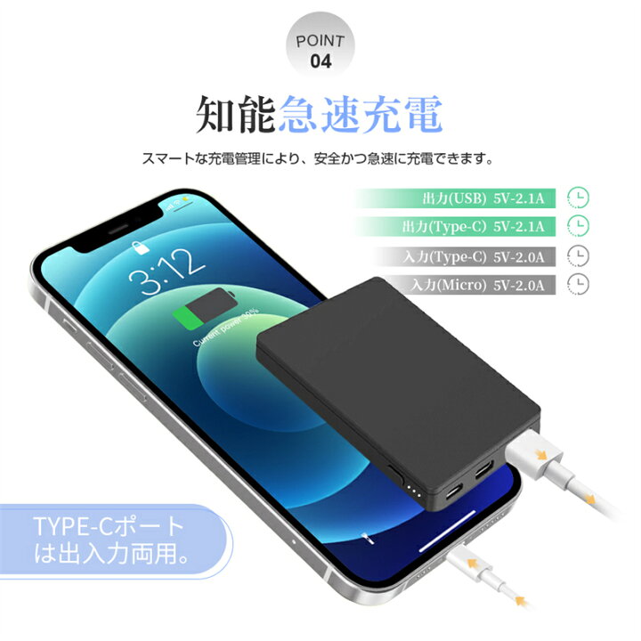 楽天市場】モバイルバッテリー 4000mAh 大容量 コンパクト スマホ充電器 超薄型 軽量 入力2ポート 急速充電 超小型 ミニ型 楽々収納  携帯充電器 PL保険 : 明誠ショップ