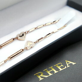 RHEA α elegant【 ピンクゴールドハートダイヤ 】正規保証 　健康ネックレス