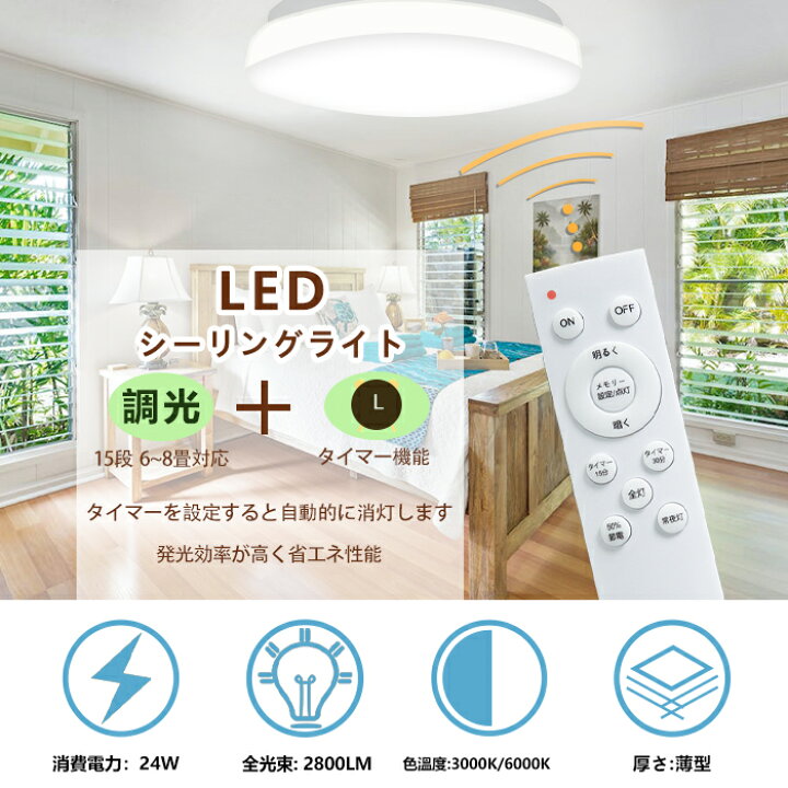 楽天市場】【全店商品10%OFF】LED シーリングライト 6000K 24W 薄型 