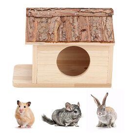 木製ハムスターハウス 小動物の隠れ家ハウス 大型木製安全ペットハウス巣遊び小屋 リス ウサギ モルモットベッド用