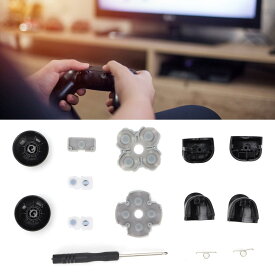 PS5ハンドル用 PS5 コントローラー 交換部品キット 導電性ゴムパッド ロッカー+ 3Dプラスチック キャップ+ L12交換ボタンセット修理キット