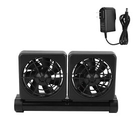 水槽冷却ファン 100-240V ミニ水族館ファン 調節可能な耐久性のあるダブルヘッドハングオンチラー水槽用水槽(U.S. regulations, Transl)