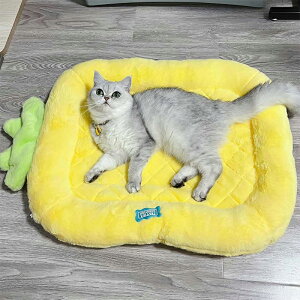 猫ベッド 温暖化ソフトぬいぐるみふわふわオールシーズンかわいい漫画のパターンペットクッション猫犬用 S サイズ