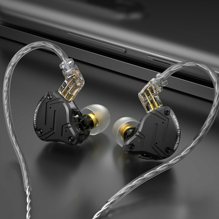 KZ ZS10 PRO X インイヤー バズモニター HiFi KZ 有線 ハイブリッドデュアルドライバー付き 1ba 1dd  ハイファイミュージシャン インイヤーイヤホン 取り外し可能 絡まないケーブル (マイクなし)HiFi Metal Earphones/Hybrid  Technology ...