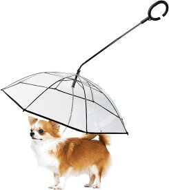 【C字型持ち手犬用傘】犬用傘 梅雨対応 雨具 無地 大判 小型犬 犬 傘 散歩 防雨防雪 C字型持ち手 金属チェーンでリード 調整可能なペット用 傘 透明 可愛い ペットアンブレラ 雨具 犬用傘 ペット用品 散歩グッズ 小型犬 中型犬 梅雨対策 雨天対策