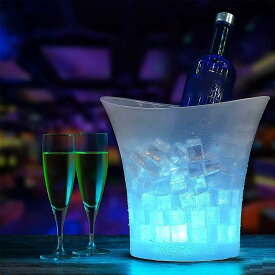 【クーポン配布中】LED アイスバケツ 5L アイスバケット ワインクーラー おしゃれ キラキラ 光る アイスペール 大容量 半透明 発光 多彩 耐久 氷ビールボトルクーラー ホーム パーティー 飲み会 雰囲気作り シャンパンワインビール ボトル クーラー