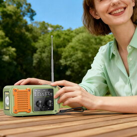緊急ラジオ手回しソーラー駆動 2000mAh NOAA/AM/FM/WB ポータブル多機能パワーバンク