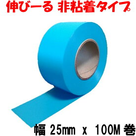 タフニール (25mm x 100M巻) 空色(水色) カラー ビニールテープ 非粘着テープ 登山 目印テープ 樹木・森林テープ 青 スカイブルー イベント マーキングテープ