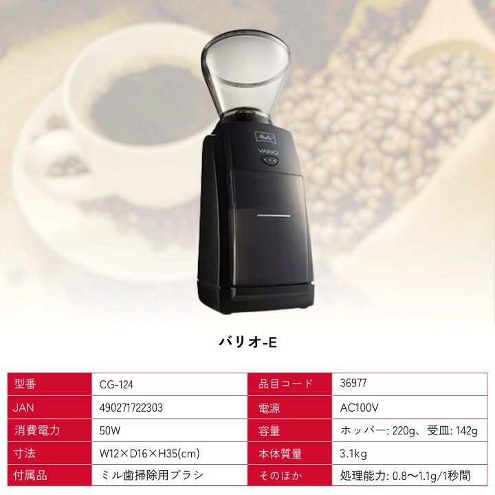 楽天市場】【公式】メリタ バリオ-E VARIO-E CG-124 コーヒー  