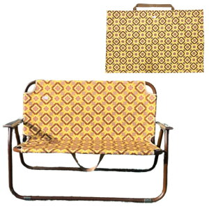 ダブルチェア パジャマムーン ベンチ アウトドア キャンプ 折りたたみ コンパクト 背もたれ レトロ ヴィンテージ 花柄 おしゃれ 2人用 インテリア 椅子 トートバッグ付き 収納 収納袋 収納ケ