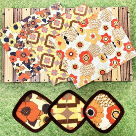 ランチョンマット コースター リボンホルダー3点セット キャンプ アウトドア テーブルウェア カトラリーケース ナプキンリング おしゃれ 可愛い レトロ ヴィンテージ 花柄 べランピング テーブルマット メロウアウトドア ピクニック バーベキュー インスタ映え