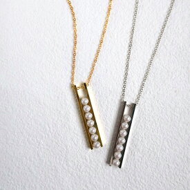 【スーパーセール半額】ロングネックレス レディース 30代 40代 50代 日本製 縦 ライン パール ラインストーン k18gp 大ぶり ブランド おしゃれ ゴールド ニッケルフリー 金属アレルギー対応 結婚式 シンプル