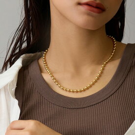 【スーパーセール半額】ネックレス レディース 30代 40代 50代 ボールチェーン 日本製 金属アレルギー対応 ゴールド シルバー メタルボール レディース ブランド 大ぶりレディース