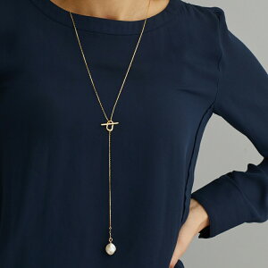 【期間限定クーポン★20%OFF】ネックレス 日本製 ロングネックレス ラリエット Y字ネックレス パール マンテル レディース K18GP 金属アレルギー対応 30代 40代 50代 ペンダント おしゃれ 大ぶ