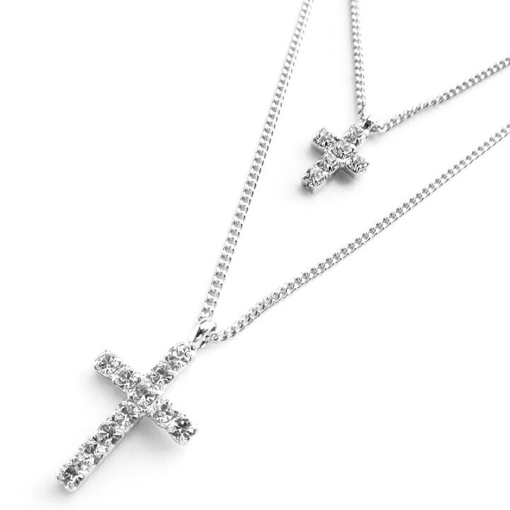 楽天市場】【最大15％OFFクーポン！】ネックレス 2連ネックレス クロス 