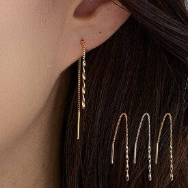 【最大15％OFFクーポン！】アメリカンピアス 日本製 チェーンピアス ピアス K18GP スパイラル ねじりライン 揺れる シンプル ゴールド プレゼント おしゃれ 人気 20代 30代 40代 レディース